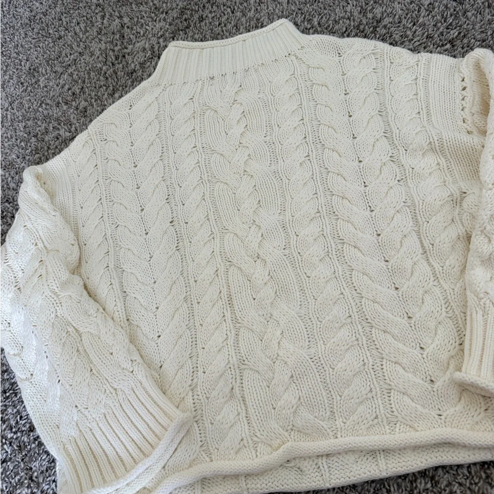 J. Crew Cream Cable Knit Rollneck sweater